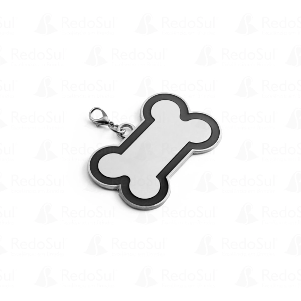 Chaveiro personalizado em formato de osso com linha colorida à volta